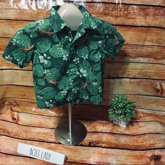Vitamins Kids Green Boys Hawaiian Style Shirt - Picture 1 of 5